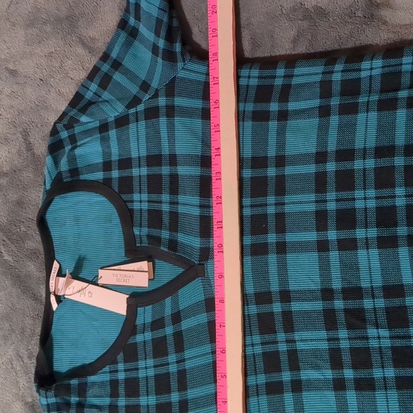 VICTORIA'S SECRET Thermal Long Pajama Set Green Buffalo Check NWT Sz Small - Picture 8 of 12